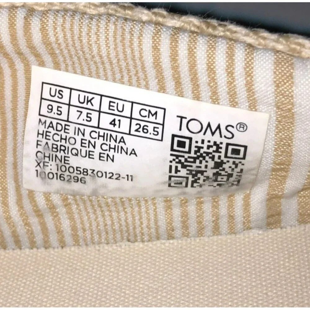 TOMS Parker Womens Size 9.5 Natural Beige Woven Slip On Casual Shoes Sneakers